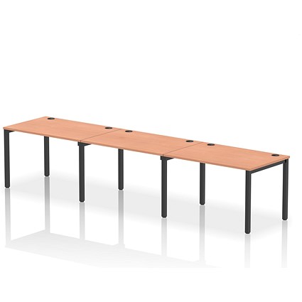 Impulse Bench Single Row 3 Person 1200 Black Frame Office Bench Desk Beech