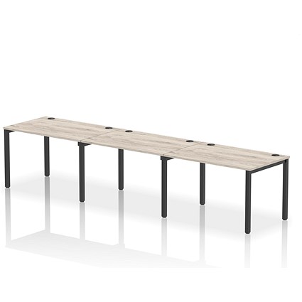 Impulse Bench Single Row 3 Person 1200 Black Frame Office Bench Desk Grey Oak