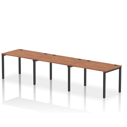 Impulse Bench Single Row 3 Person 1200 Black Frame Office Bench Desk Walnut