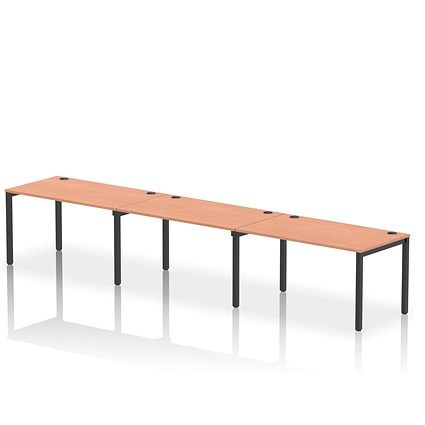 Impulse Bench Single Row 3 Person 1400 Black Frame Office Bench Desk Beech