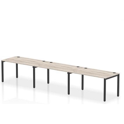 Impulse Bench Single Row 3 Person 1400 Black Frame Office Bench Desk Grey Oak Impulse Bench Single Row 3 Person 1400 Black Frame Office Bench Desk Grey Oak