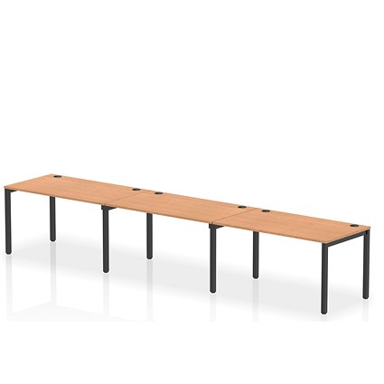 Impulse Bench Single Row 3 Person 1400 Black Frame Office Bench Desk Oak