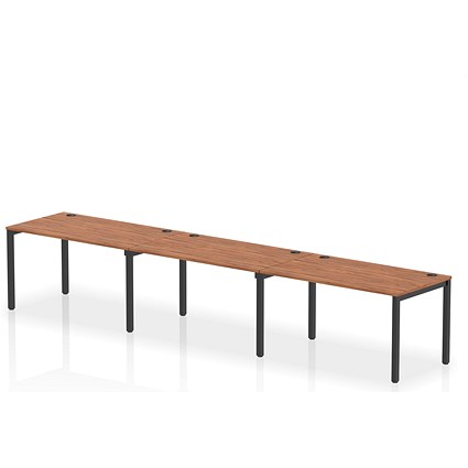 Impulse Bench Single Row 3 Person 1400 Black Frame Office Bench Desk Walnut