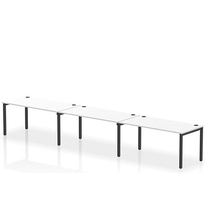 Impulse Bench Single Row 3 Person 1600 Black Frame Office Bench Desk White