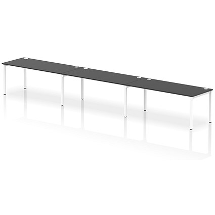 Impulse Bench Single Row 3 Person 1800 White Frame Office Bench Desk Black