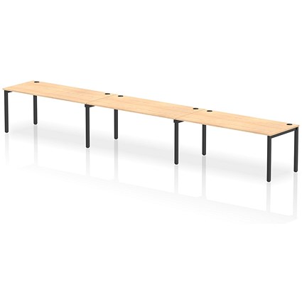 Impulse Bench Single Row 3 Person 1800 Black Frame Office Bench Desk Maple