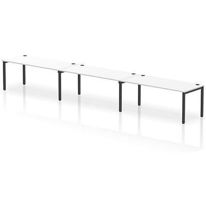 Impulse Bench Single Row 3 Person 1800 Black Frame Office Bench Desk White