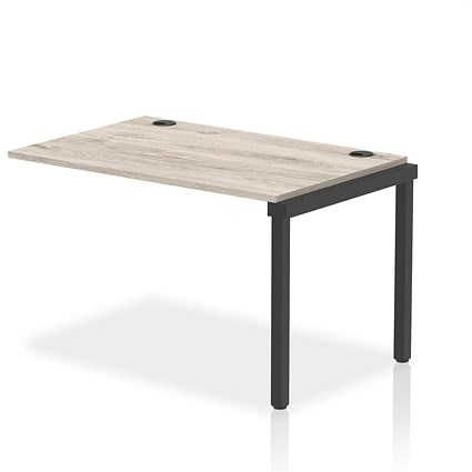 Impulse Bench Single Row Ext Kit 1200 Black Frame Office Bench Desk Grey Oak