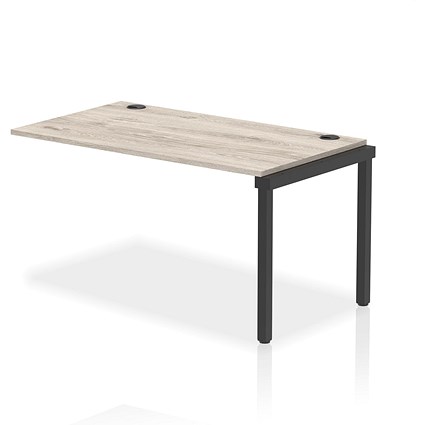 Impulse Bench Single Row Ext Kit 1400 Black Frame Office Bench Desk Grey Oak