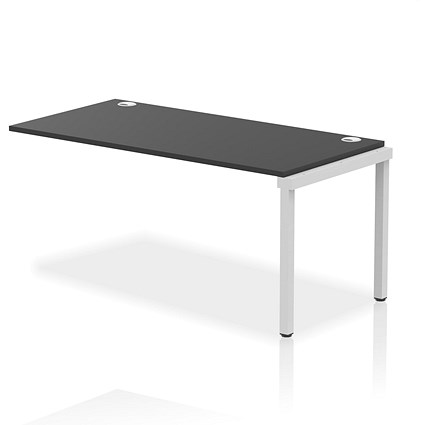 Impulse Bench Single Row Ext Kit 1600 Silver Frame Office Bench Desk Black