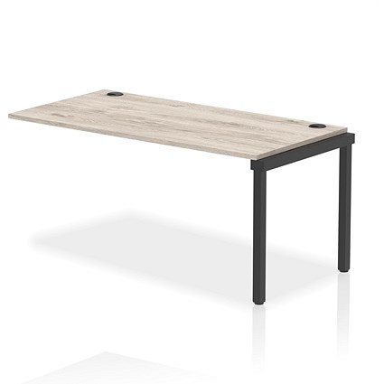 Impulse Bench Single Row Ext Kit 1600 Black Frame Office Bench Desk Grey Oak