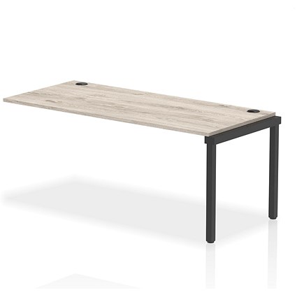 Impulse Bench Single Row Ext Kit 1800 Black Frame Office Bench Desk Grey Oak