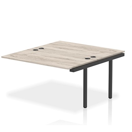 Impulse Bench B2B Ext Kit 1400 Black Frame Office Bench Desk Grey Oak
