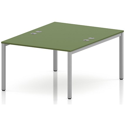 Impulse Bench B2B 2 Person 1200 Silver Frame Office Bench Desk Moss Green