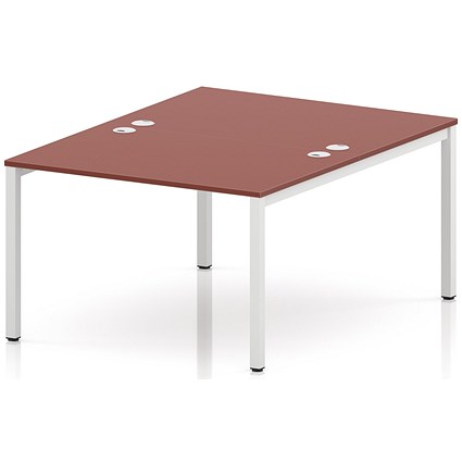 Impulse Bench B2B 2 Person 1200 White Frame Office Bench Desk Brick Red