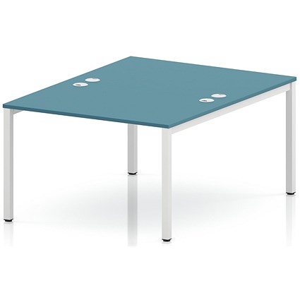 Impulse Bench B2B 2 Person 1200 White Frame Office Bench Desk Dark Teal