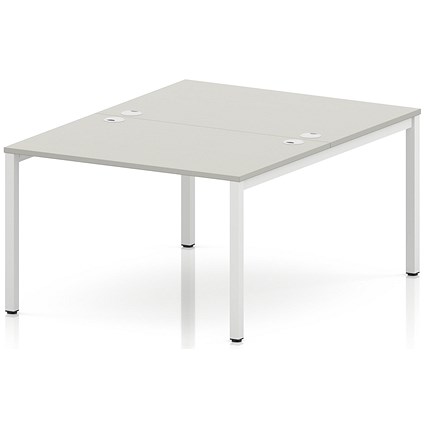 Impulse Bench B2B 2 Person 1200 White Frame Office Bench Desk Dove Grey