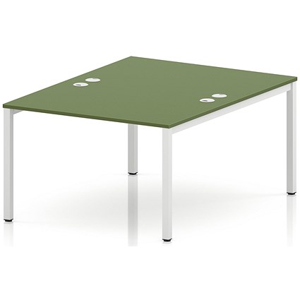 Impulse Bench B2B 2 Person 1200 White Frame Office Bench Desk Moss Green