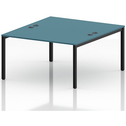 Impulse Bench B2B 2 Person 1400 Black Frame Office Bench Desk Dark Teal