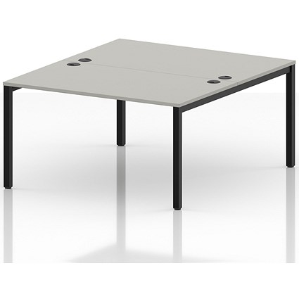 Impulse Bench B2B 2 Person 1400 Black Frame Office Bench Desk Dove Grey