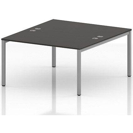 Impulse Bench B2B 2 Person 1400 Silver Frame Office Bench Desk Carbon Grey