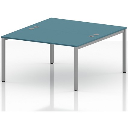 Impulse Bench B2B 2 Person 1400 Silver Frame Office Bench Desk Dark Teal