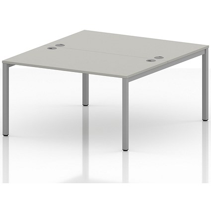 Impulse Bench B2B 2 Person 1400 Silver Frame Office Bench Desk Dove Grey