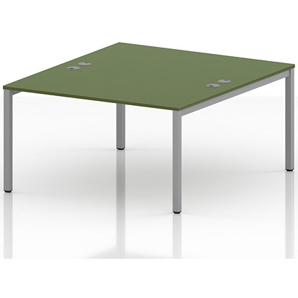 Impulse Bench B2B 2 Person 1400 Silver Frame Office Bench Desk Moss Green