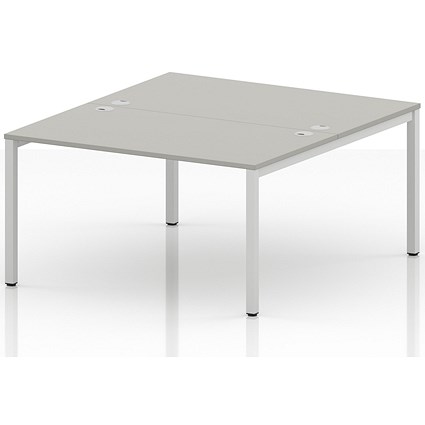 Impulse Bench B2B 2 Person 1400 White Frame Office Bench Desk Dove Grey