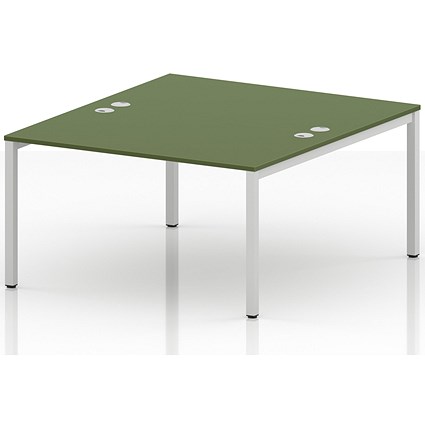 Impulse Bench B2B 2 Person 1400 White Frame Office Bench Desk Moss Green