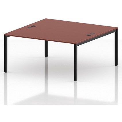 Impulse Bench B2B 2 Person 1600 Black Frame Office Bench Desk Brick Red