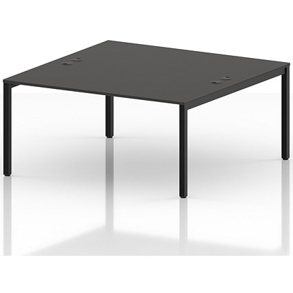 Impulse Bench B2B 2 Person 1600 Black Frame Office Bench Desk Carbon Grey