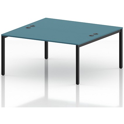 Impulse Bench B2B 2 Person 1600 Black Frame Office Bench Desk Dark Teal