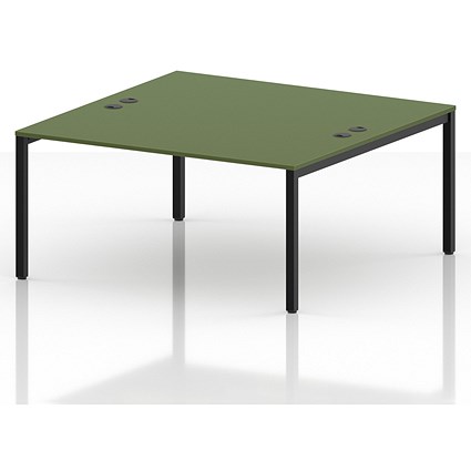 Impulse Bench B2B 2 Person 1600 Black Frame Office Bench Desk Moss Green