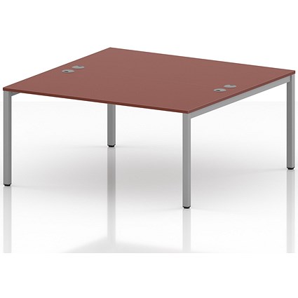 Impulse Bench B2B 2 Person 1600 Silver Frame Office Bench Desk Brick Red