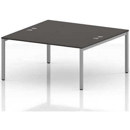Impulse Bench B2B 2 Person 1600 Silver Frame Office Bench Desk Carbon Grey