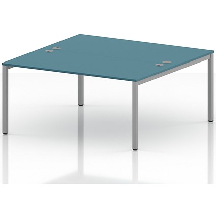 Impulse Bench B2B 2 Person 1600 Silver Frame Office Bench Desk Dark Teal