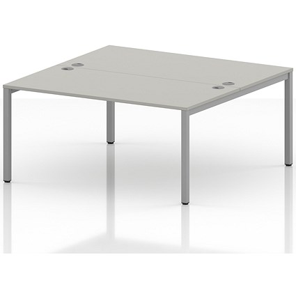 Impulse Bench B2B 2 Person 1600 Silver Frame Office Bench Desk Dove Grey