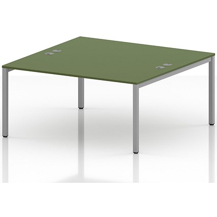 Impulse Bench B2B 2 Person 1600 Silver Frame Office Bench Desk Moss Green