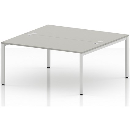 Impulse Bench B2B 2 Person 1600 White Frame Office Bench Desk Dove Grey