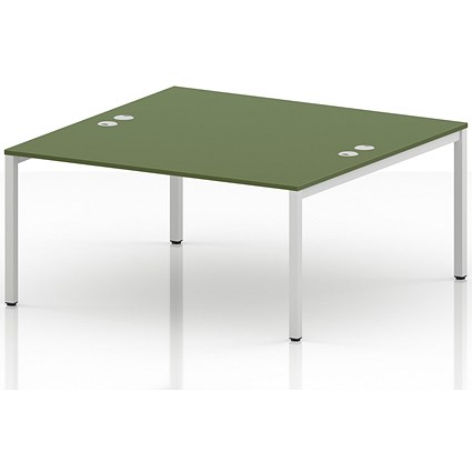 Impulse Bench B2B 2 Person 1600 White Frame Office Bench Desk Moss Green