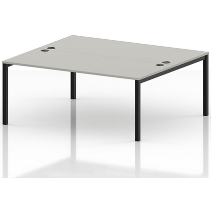 Impulse Bench B2B 2 Person 1800 Black Frame Office Bench Desk Dove Grey