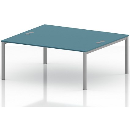 Impulse Bench B2B 2 Person 1800 Silver Frame Office Bench Desk Dark Teal