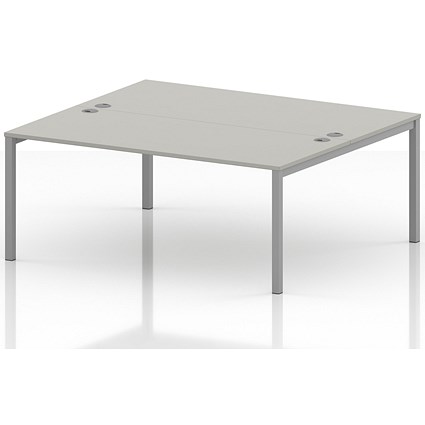 Impulse Bench B2B 2 Person 1800 Silver Frame Office Bench Desk Dove Grey