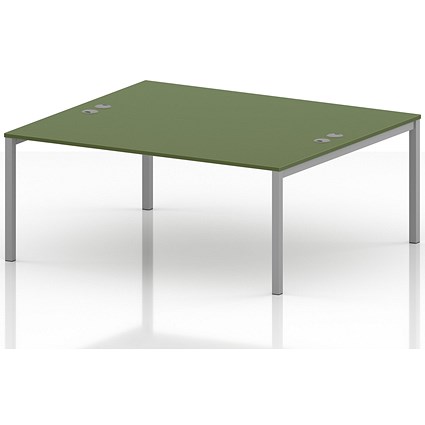 Impulse Bench B2B 2 Person 1800 Silver Frame Office Bench Desk Moss Green