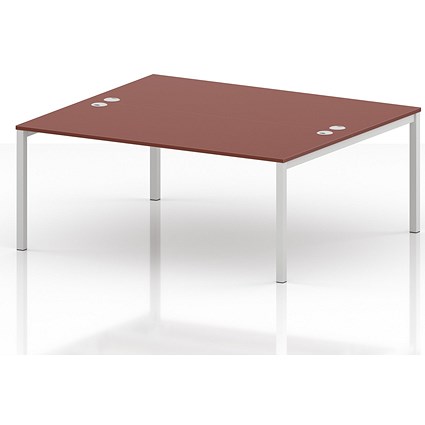 Impulse Bench B2B 2 Person 1800 White Frame Office Bench Desk Brick Red