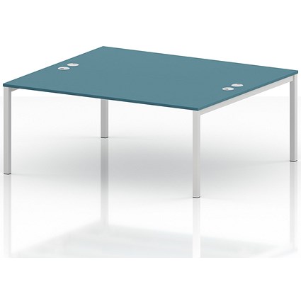 Impulse Bench B2B 2 Person 1800 White Frame Office Bench Desk Dark Teal