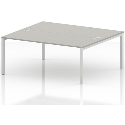 Impulse Bench B2B 2 Person 1800 White Frame Office Bench Desk Dove Grey