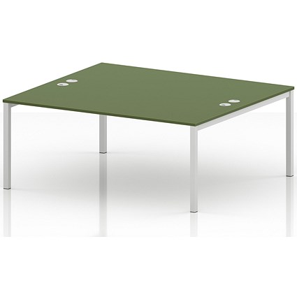 Impulse Bench B2B 2 Person 1800 White Frame Office Bench Desk Moss Green