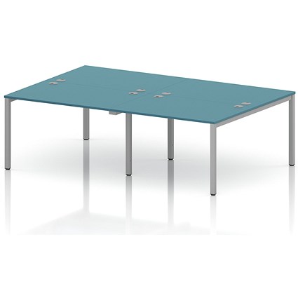 Impulse Bench B2B 4 Person 1200 Silver Frame Office Bench Desk Dark Teal